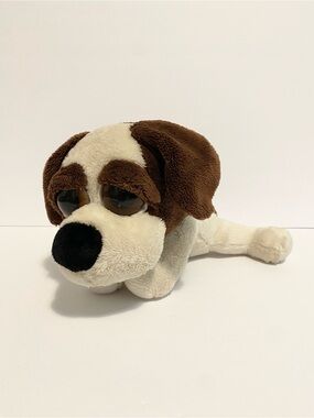 Russ Berrie Dixie Plush Brown White Puppy Dog Stuffed Animal Toy 10” Lil Peepers